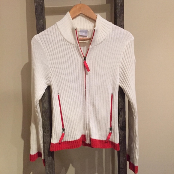 Spyder Sweaters - SPYDER Women's White/Red Zip-up Sweater - Small